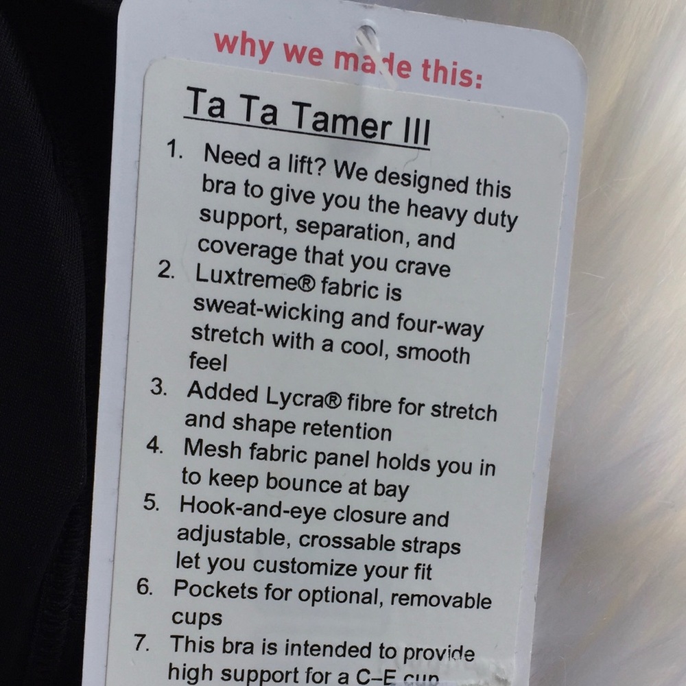 NWT BLACK LULULEMON 32 E TA TA TAMER III BRA - Picture 4 of 5